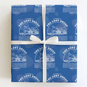 The Parable Of The Lost Sheep Wrapping Paper Roll Christian Bible Verse TS11 Royal Blue Print Your Wear
