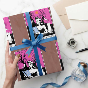 The Reader Tarot Wrapping Paper Roll Witch Reading Book Club Occult Cat Mom TS10 Mocha Print Your Wear