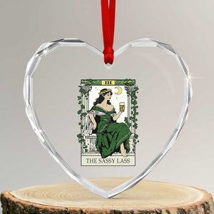 The Sassy Lass Tarot Card Heart Crystal Glass Ornament Funny St Patrick's Day TS02 Transparent Glass 3'' Heart Print Your Wear
