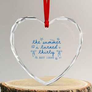 The Summer I Turned Twenty Funny 20th Birthday Est 2006 Heart Crystal Glass Ornament Summer Coastal Birthday Seashell Bow
