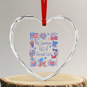 The Summer USA Turned 250 1776 2026 4th of July Heart Crystal Glass Ornament TS11 Transparent Glass 3'' Heart Print Your Wear