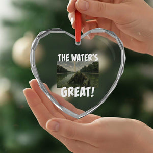 The Water is Great Swamp Monster Reflecting Pool Heart Crystal Glass Ornament Funny Washington DC Algae Creature Meme