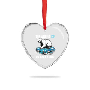 The Wrong Ice is Melting Polar Bear Heart Crystal Glass Ornament Against Ice Environmental Activist Protest TS02 Print Your Wear