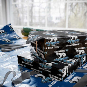 The Wrong Ice is Melting Polar Bear Wrapping Paper Roll Against Ice Environmental Activist Protest TS02 Black Print Your Wear