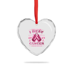 The Year I Beat Cancer Boxing Gloves Fighter Survivor Heart Crystal Glass Ornament TS09 Print Your Wear