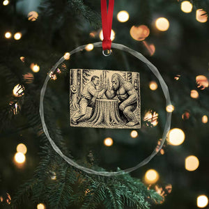 Theodore Roosevelt and Bigfoot Arm Wrestling Retro Crystal Glass Ornament TS11 Print Your Wear