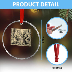 Theodore Roosevelt and Bigfoot Arm Wrestling Retro Crystal Glass Ornament TS11 Print Your Wear