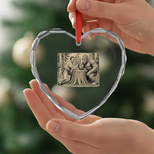 Theodore Roosevelt and Bigfoot Arm Wrestling Retro Heart Crystal Glass Ornament TS11 Print Your Wear