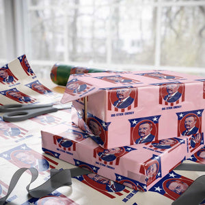 Theodore Roosevelt Patriotic American Flag Wrapping Paper Roll Big Stick Energy President TS14 Light Pink Print Your Wear