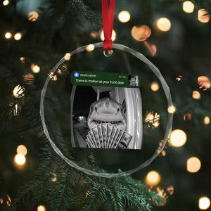 There is Motion at Your Front Door Funny Shark Motion Meme Crystal Glass Ornament