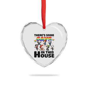 There's Some Gays in This House Heart Crystal Glass Ornament Funny LGBTQ+ Horror Character Pride Mashup TS02 Print Your Wear