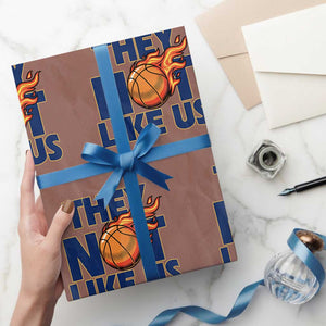 They Not Like Us Basketball Wrapping Paper Roll Fierce Flame Ball Graphic for Hooops Fans TS02 Mocha Print Your Wear