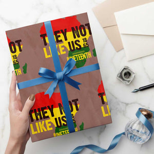 They Not Like Us Juneteenth 1865 Wrapping Paper Roll Afrocentric Africa Map Black Pride TS02 Mocha Print Your Wear