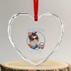 This Girl Loves Her Cowboy Heart Crystal Glass Ornament Game Day Gift For Fans TS12 Transparent Glass 3'' Heart Print Your Wear