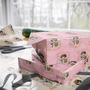 This Girl Loves Saint Michael Wrapping Paper Roll Catholic Faith Gift TS12 Light Pink Print Your Wear