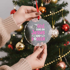 This Girl Runs On Jesus And Soccer Crystal Glass Ornament Christian Soccer Mom TS12 Print Your Wear