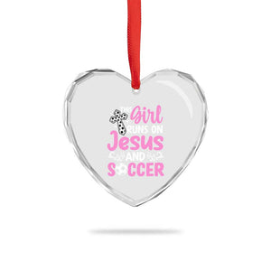 This Girl Runs On Jesus And Soccer Heart Crystal Glass Ornament Christian Soccer Mom TS12 Print Your Wear