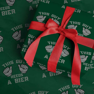This Guy Needs A Bier Oktoberfest Wrapping Paper Roll Funny Mens Drinking Gift TS10 Green Print Your Wear