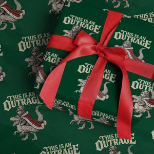 This Is an Outrage Royal Cat Wrapping Paper Roll Funny Princess Cat Riding Dragon Fantasy TS02 Green Print Your Wear