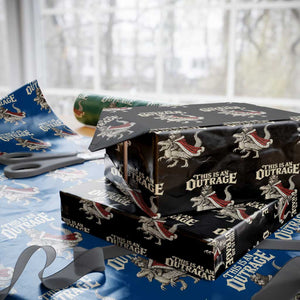This Is an Outrage Royal Cat Wrapping Paper Roll Funny Princess Cat Riding Dragon Fantasy TS02 Black Print Your Wear