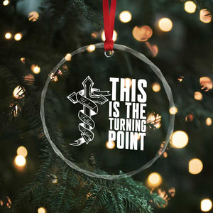 This is the Turning Point Crystal Glass Ornament Husband Father Patriot Charlie Kirk Tribute Christian Faith TS02 Print Your Wear
