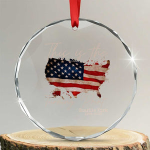 This Is The Turning Point Crystal Glass Ornament Patriotic American Map Vintage USA Flag TS11 Transparent Glass 3'' Circle Print Your Wear