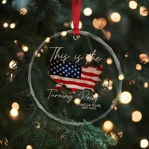This Is The Turning Point Crystal Glass Ornament Patriotic American Map Vintage USA Flag TS11 Print Your Wear