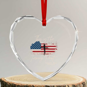 This is The Turning Point Memorial Heart Crystal Glass Ornament Tribute to A True Patriot Christian Faith American Flag TS02 Transparent Glass 3'' Heart Print Your Wear