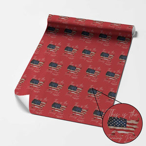 This Is The Turning Point Wrapping Paper Roll Patriotic American Map Vintage USA Flag - Print Your Wear