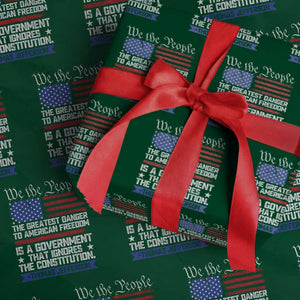 Thomas Jefferson Wrapping Paper Roll The Greatest Danger To Freedom Patriotic USA Flag TS10 Green Print Your Wear