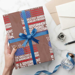 Thomas Jefferson Wrapping Paper Roll The Greatest Danger To Freedom Patriotic USA Flag TS10 Mocha Print Your Wear