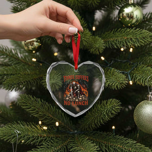 Three Coffees No Lunch Heart Crystal Glass Ornament Funny Medieval Knight Coffee Lover
