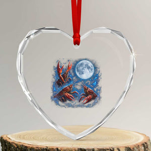 Three Crawfish Moon Heart Crystal Glass Ornament Lobster Howling To The Moon Vintage Moon Animals TS10 Transparent Glass 3'' Heart Print Your Wear