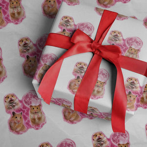 Three Hamsters Retro Graphic Wrapping Paper Roll Small Pet Lover Gift Idea TS12 White Print Your Wear