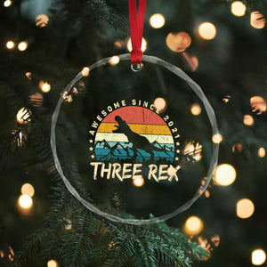 Three Rex 3rd Birthday Crystal Glass Ornament 3 Years Old Dinosaur Bday Boy TS02 Print Your Wear