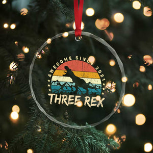 Three Rex 3rd Birthday Crystal Glass Ornament 3 Years Old Dinosaur Bday Boy TS02 Print Your Wear