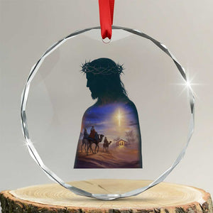 Three Wise Men Nativity Scene Crystal Glass Ornament Christian Jesus Faith TS14 Transparent Glass 3'' Circle Print Your Wear