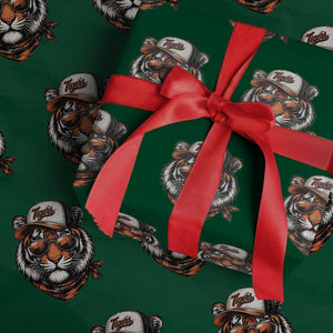 Tiger Mascot Wrapping Paper Roll Vintage Sports Name TS10 Green Print Your Wear