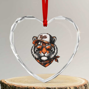 Tiger Mascot Heart Crystal Glass Ornament Vintage Sports Name TS10 Transparent Glass 3'' Heart Print Your Wear