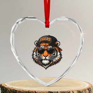 Tiger Mascot Heart Crystal Glass Ornament Vintage Sports Name Baseball Cap Sunglasses TS10 Transparent Glass 3'' Heart Print Your Wear