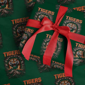 Tiger Sports Name Wrapping Paper Roll Vintage Distressed Baseball Fans TS10 Green Print Your Wear
