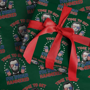 Time To Get Star Spangled Hammered Abraham Lincoln Wrapping Paper Roll Funny 4th of July