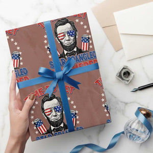 Time To Get Star Spangled Hammered Abraham Lincoln Wrapping Paper Roll Funny 4th of July