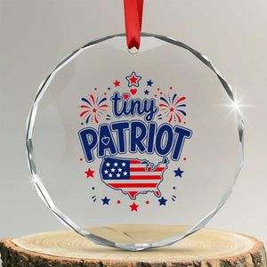 Tiny Patriot 4th of July Fireworks Crystal Glass Ornament USA Map American Flag Red White and Blue Patriotic Holiday