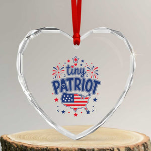 Tiny Patriot 4th of July Fireworks Heart Crystal Glass Ornament USA Map American Flag Red White and Blue Patriotic Holiday