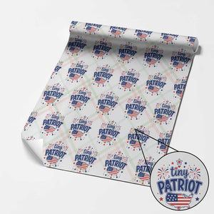 Tiny Patriot 4th of July Fireworks Wrapping Paper Roll USA Map American Flag Red White and Blue Patriotic Holiday