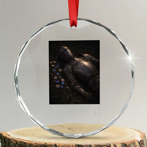 Tired Knight Crystal Glass Ornament Gothic Medieval Fantasy TS10 Transparent Glass 3'' Circle Print Your Wear