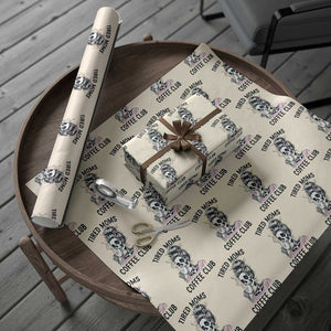 Tired Moms Coffee Club Wrapping Paper Roll Funny Skeleton Drinking Coffee Lover TS14 Beige Print Your Wear