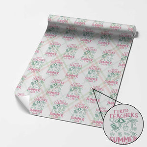 Tired Teachers Summer Club Wrapping Paper Roll Funny Retro Teacher Summer Vacation
