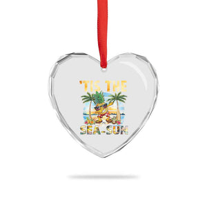 Tis The Sea Sun Heart Crystal Glass Ornament Dabbing Pineapple Summer Vacation Gift